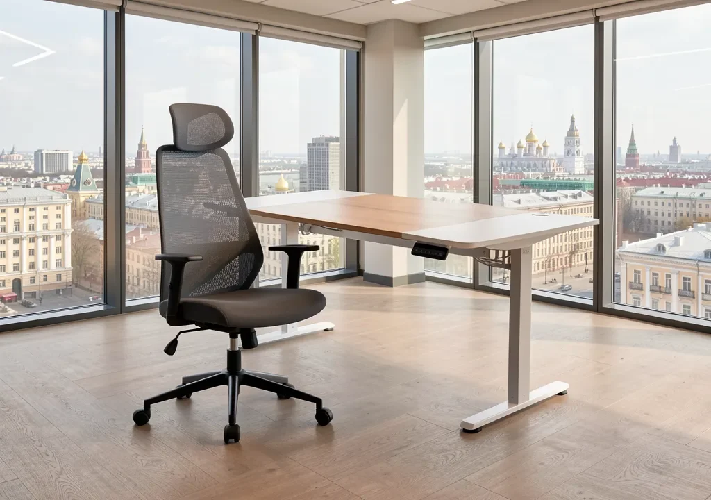 Эргономичное рабочее место с видом на Москву